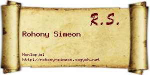 Rohony Simeon névjegykártya